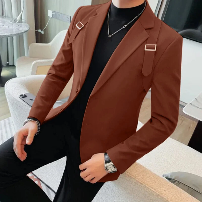 INCERUN Mens Solid Color Casual Long-Sleeve Blazer Fashion Slim Fit Business Men's Suit for Spring Fall — INCERUN