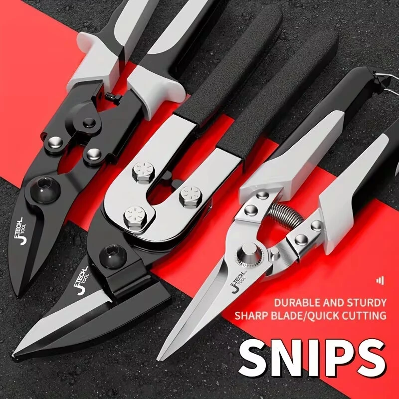 Industrial Chrome Vanadium Steel Aviation Snips 250mm Bent/Straight Head Non-Slip Handle Sheet Metal PVC Cutter HRC56 — view 3