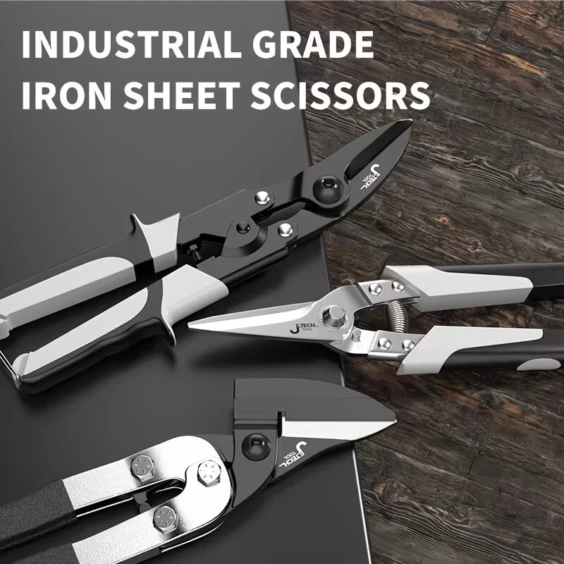 Industrial Chrome Vanadium Steel Aviation Snips 250mm Bent/Straight Head Non-Slip Handle Sheet Metal PVC Cutter HRC56 — view 6