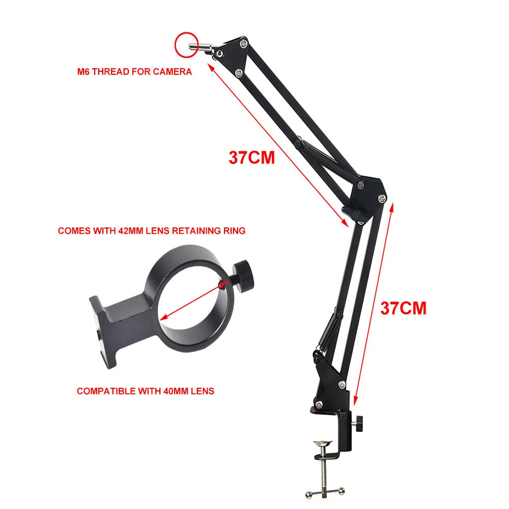 Industrial Microscope Camera Bracket Adjustable 360° Rotation Monocular Design High Quality Metal Load Capacity 3.5 IBS Compatible with 42mm and 50mm Lenses Ideal for Industrial Visual Inspection Applications — view 10