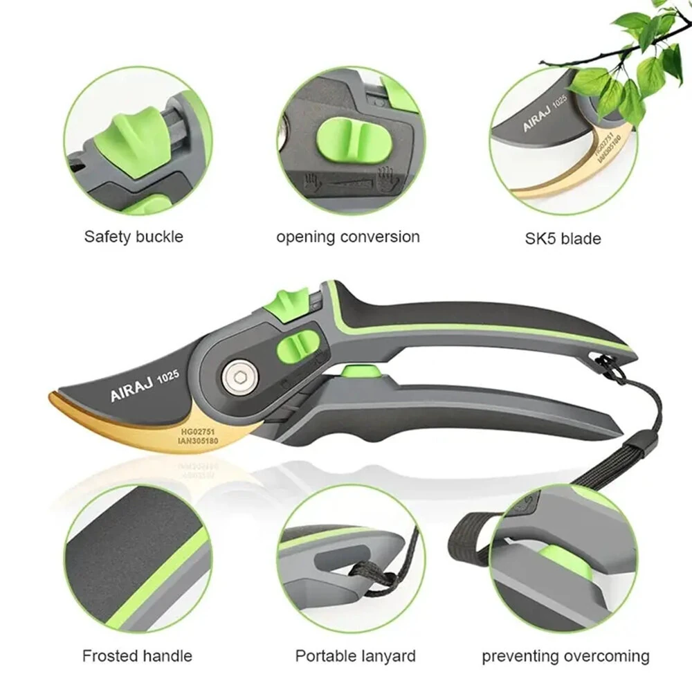 Industrial Pruning Shears 205mm SK5 Steel Blade 50mm Length Two-level Opening Ergonomic Non-slip Handles Labor-saving Spring Precision Cutting — view 4