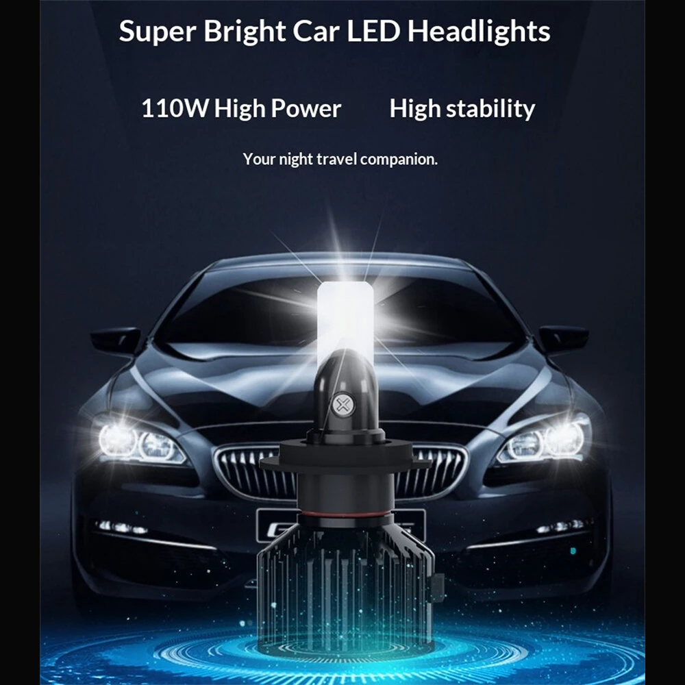 INFITARY V2A H1/H4/H7/H11/9005/9006/880 110W 6500K Car LED Headlight Bulb IP67 Waterproof Automotive Headlights High Brightness Bulbs — view 5