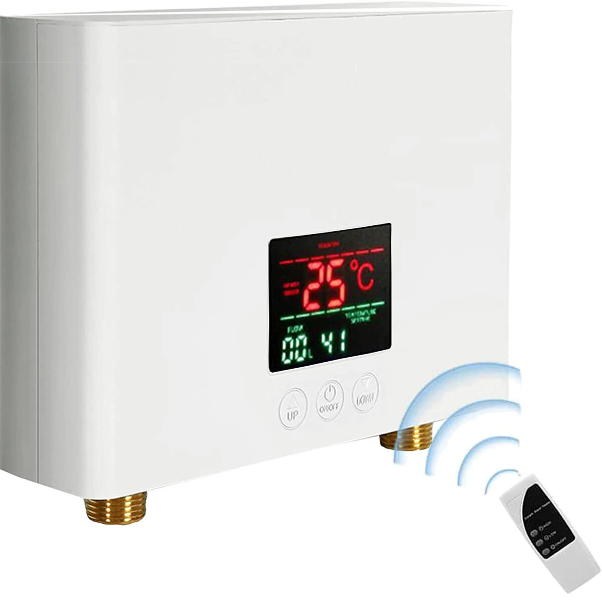Instant with Remote Control Water Heater Wall Mounted Electric Hot Water Heater Thermostat Fast Heating Kitchen Bathroom Shower — view 2