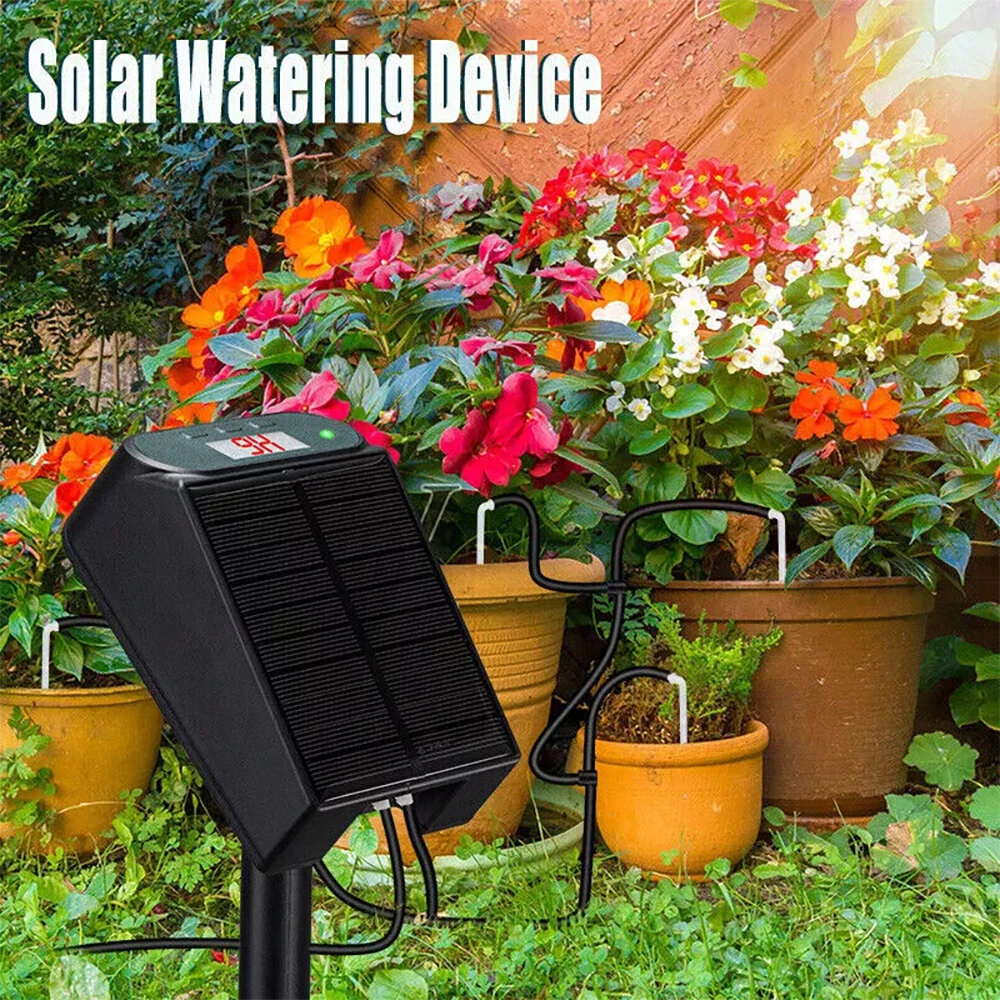 Intelligent Automatic Watering Machine Solarpowered / Lithium Battery Dual Power Automatic Drip Irrigation Kit Timer Self Watering System With 15pcs Drippers — view 4