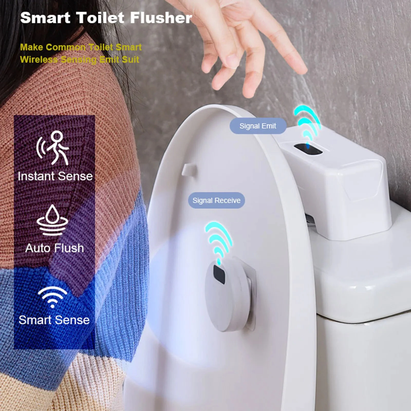 Intelligent Smart Sensor Toilet Flusher Automatic Sensor Touchless Toilet Flush for Public Use Home Bathroom — view 2