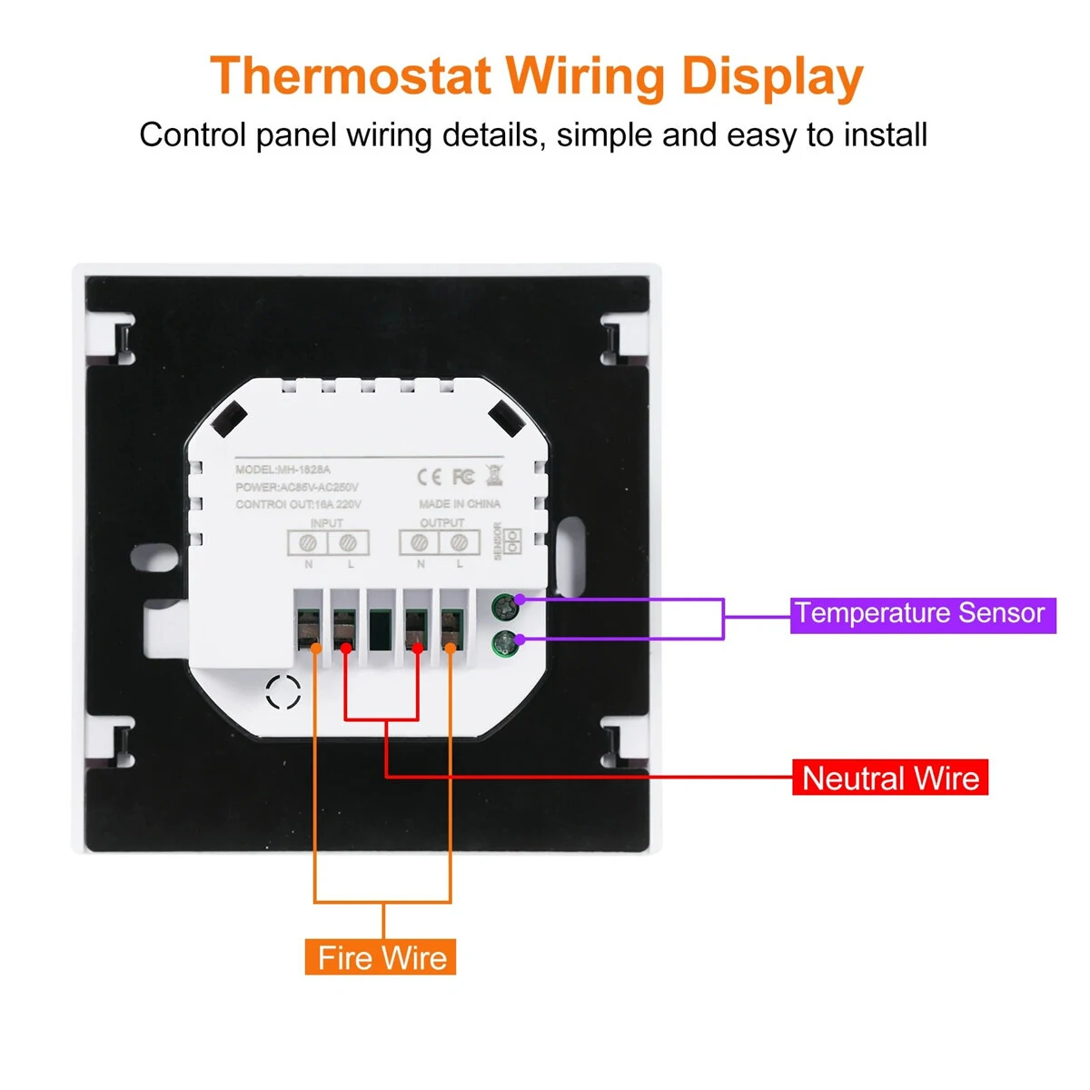 Intelligent Thermostat 16A Floor Heating Temperature Controller with LED Touch Screen 85-265V Electric Heating Control — view 11