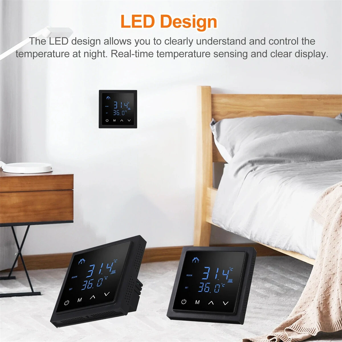 Intelligent Thermostat 16A Floor Heating Temperature Controller with LED Touch Screen 85-265V Electric Heating Control — view 9