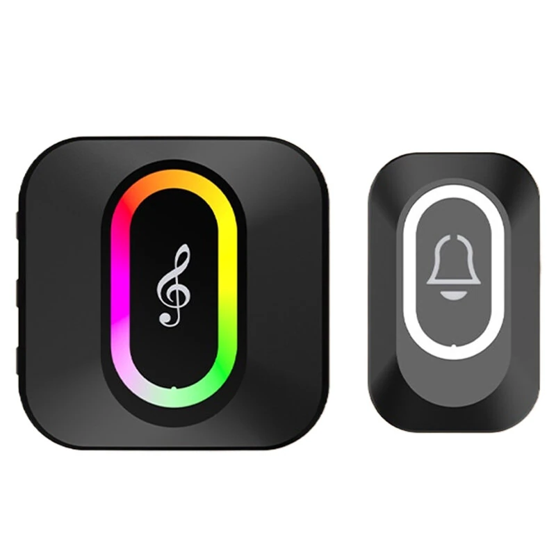 Intelligent Wireless Music Doorbell 50-100 Meters Range 38 Rings LED Lighting Silent Mode Adjustable Volume Call Alarm Waterproof Smart Home Door Bell — Intelligent