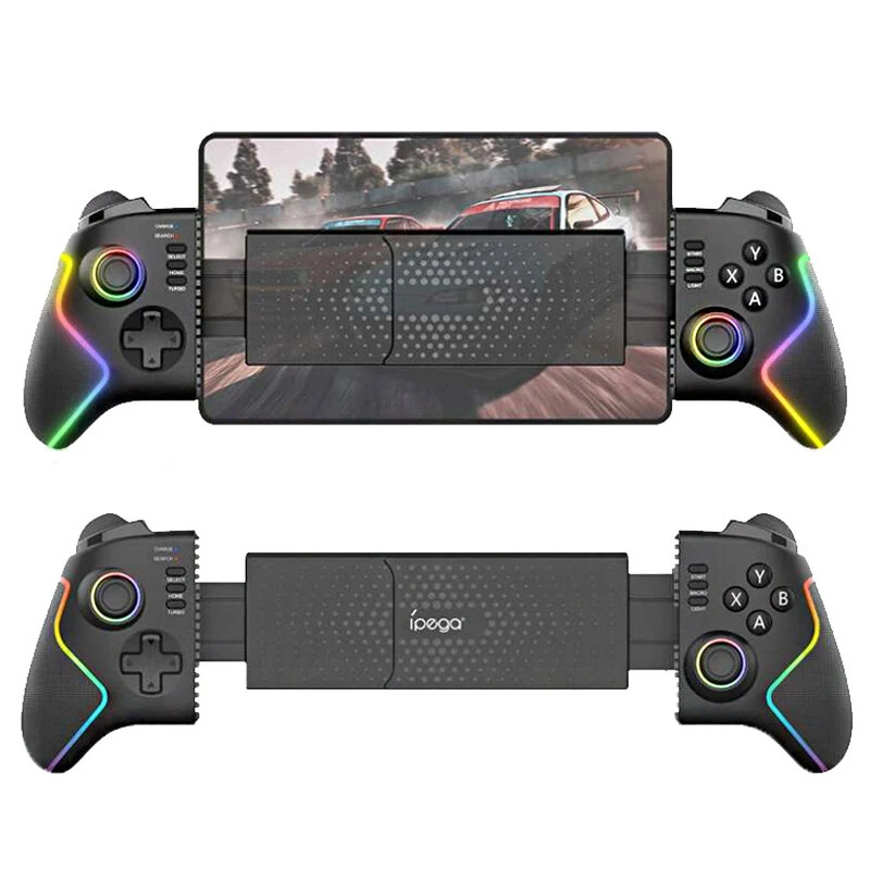 IPEGA PG-9122 Wireless Stretching Gamepad with Hall Effect Joystick and Trigger Six Axis Motion Sensing RGB Lighting Wireless Gamepad Support Turbo Vibration for Phone/Tablet/Switch — IPEGA