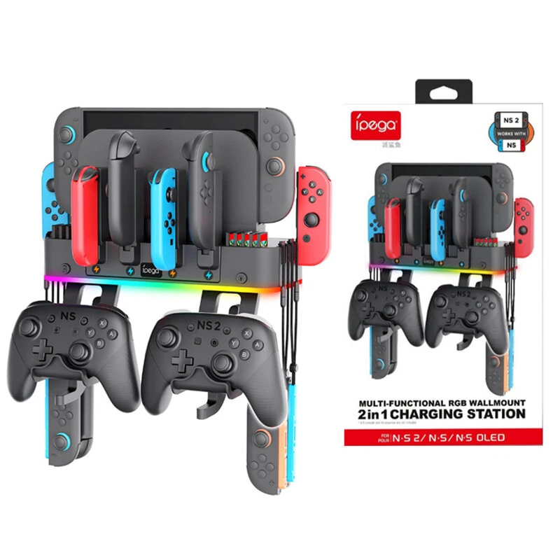 Ipega PG-SW2047 Universal Multifuncitonal Wall Stand Switch/Switch2 Controller Hanger with Colorful RGB Lighting — image 1