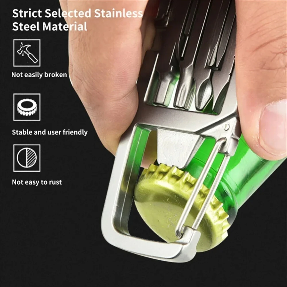IPRee 13 in 1 Folding Multi-function Tool Stainless Steel Portable Bottle Opener Folding Screwdriver Outdoor Bicycle Repair Tool — view 5