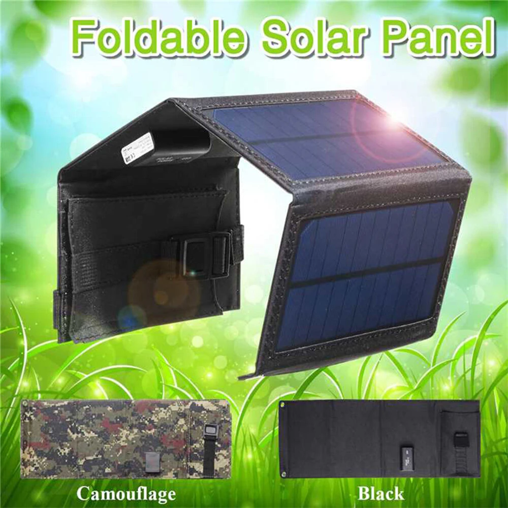 IPRee 20W Foldable Solar Panel Drop-resistant USB Solar Panel Cells for Outdoor Activities Emergency Mobile Phone Power Battery Cells for Car Boat Caravan Camp — view 4