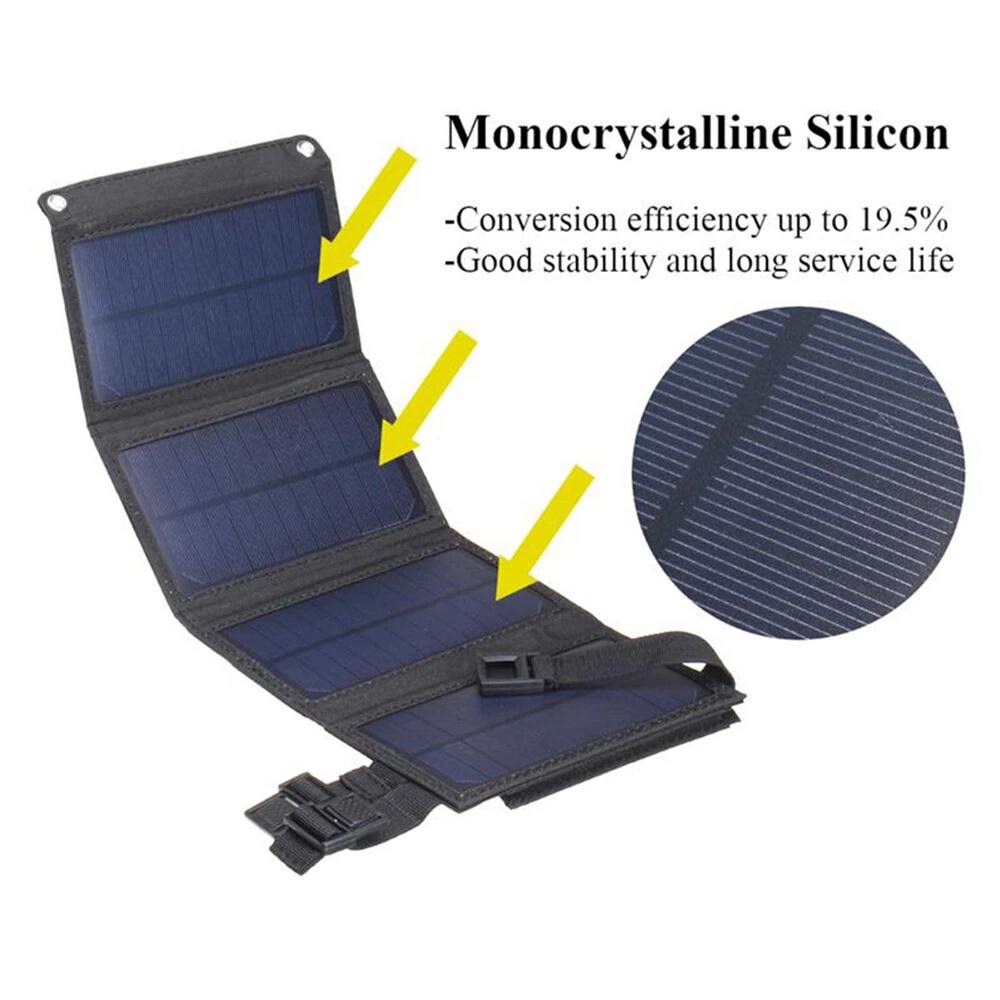 IPRee 20W Foldable Solar Panel Drop-resistant USB Solar Panel Cells for Outdoor Activities Emergency Mobile Phone Power Battery Cells for Car Boat Caravan Camp — view 6