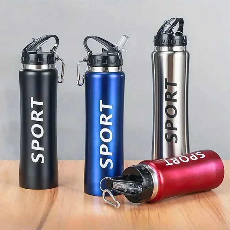 IPRee 600ml Double Wall Stainless Steel Insulated Sports Water Bottle, Leakproof Portable Vacuum Flask for Outdoor Hiking