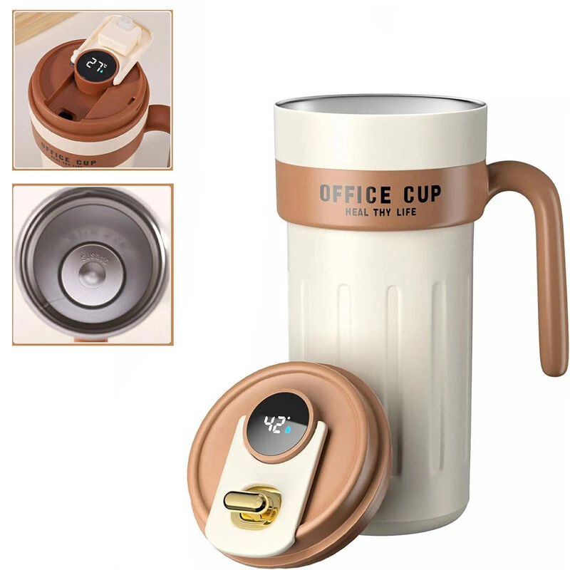IPRee 650ml Stainless Steel Insulation Cup with Handle Smart Coffee Cup LED Temperature Display Portable Cute Water Bottle for Car