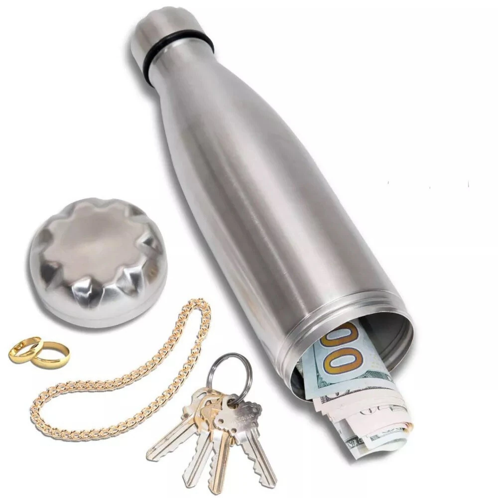 IPRee 750ml Water Bottle with Compartment Portable Water Bottle Pill Organizer Can Safe Hiding Spot for Money Bonus Key Ring Box — view 5