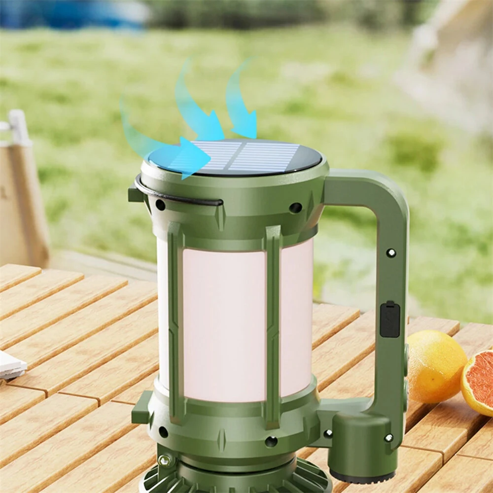 IPRee All-in One Portable Solar Powered Handheld Flashlight Mini Fan Camping Lantern Type-C Charging Built In Battery Travel Camping Tent Light LED Torch — view 4