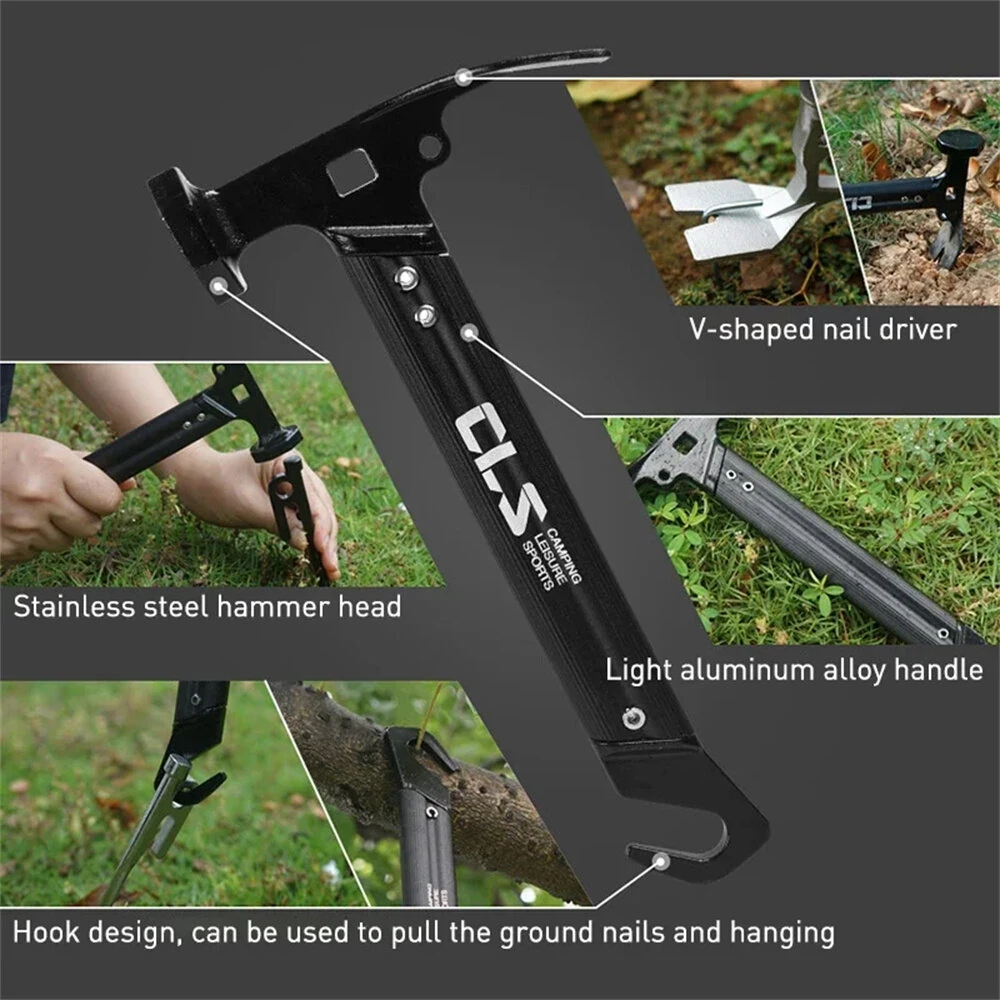 IPRee CLS Outdoor Tools Double Head Mini Tent Hammer Multi Functional Stainless Steel Aluminum Alloy Handle Camping Skyline Hammer Small Hammer — view 4