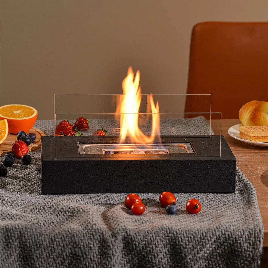 IPRee Desktop Camping Heating Portable Ambient Light Bioethanol Fireplaces & Portable Desktop Firepit For Home Outdoor Courtyard