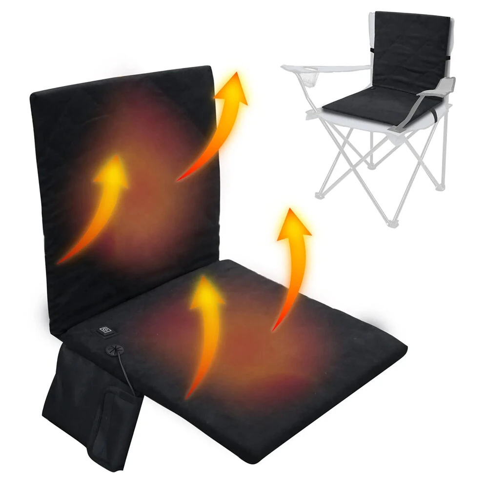 IPRee Foldable Heated Stadium Seat Cushion Portable with Pocket 3 Speed Temperature USB Charging for Outdoor Travel Fishing