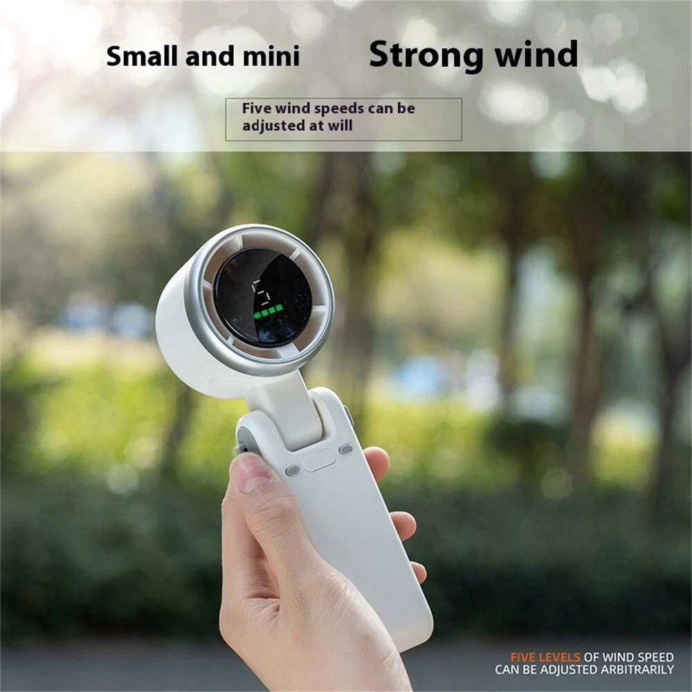 IPRee Handheld Mini Electric Fan Turbo Foldable Portable Neck Hanging Fans 5 Speed Rechargeable Fan Display Screen Angle Adjustable — view 4
