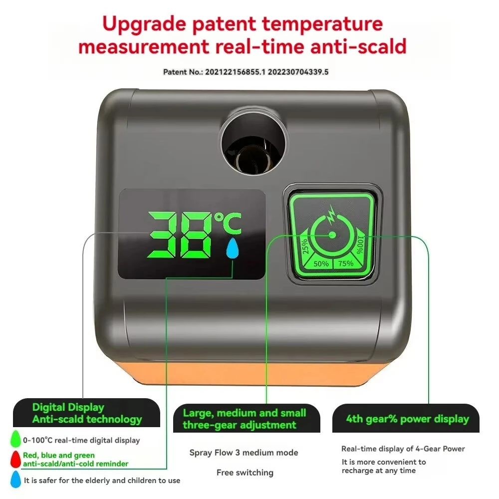 IPRee Outdoor Camping Shower Portable Electric Shower Pump IPX7 Waterproof 6000/7800mAh with Digital Display Temperature for Camping Travel Beach Dormitory — view 3