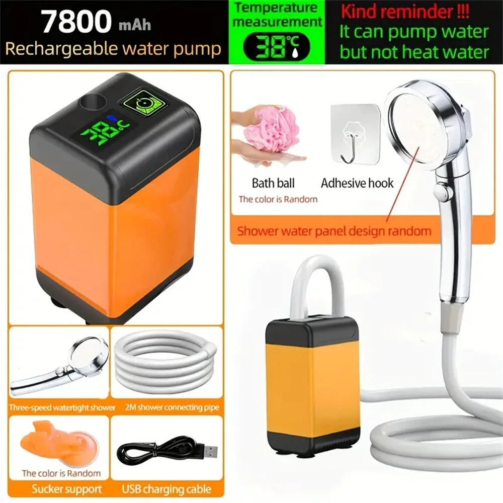 IPRee Outdoor Camping Shower Portable Electric Shower Pump IPX7 Waterproof 6000/7800mAh with Digital Display Temperature for Camping Travel Beach Dormitory — view 9