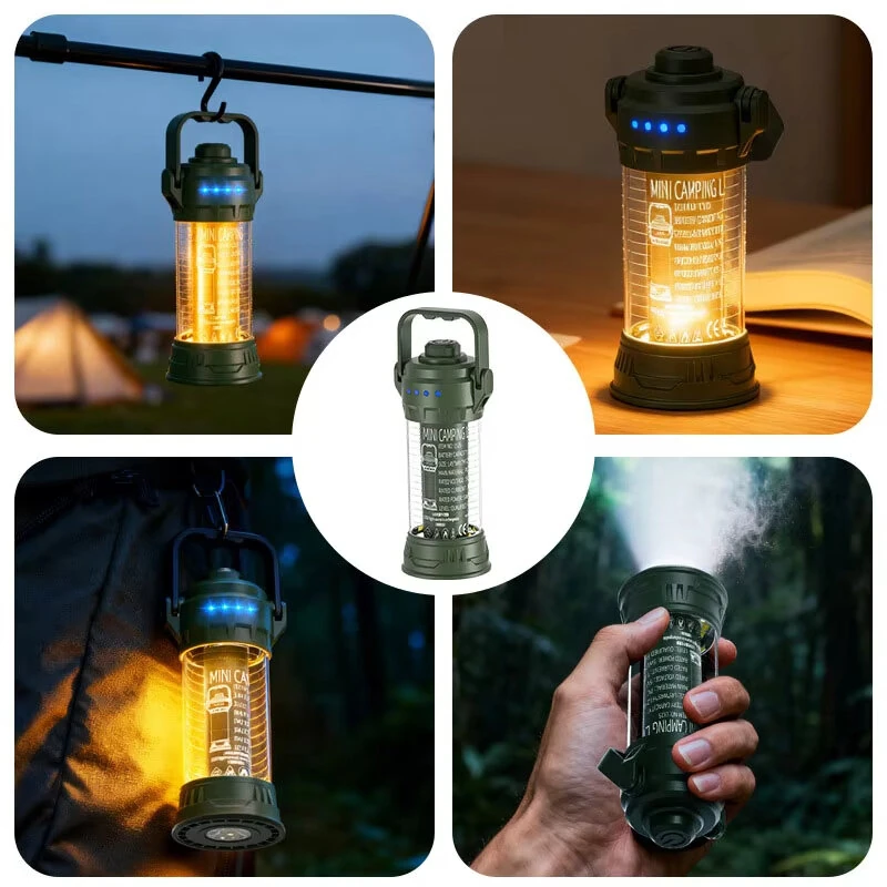 IPRee Portable Camping Lamp LED Handheld Light USB Rechargeable Mini Floodlight with 6 Light Modes Hiking Hook Design Tent Emergency — view 6
