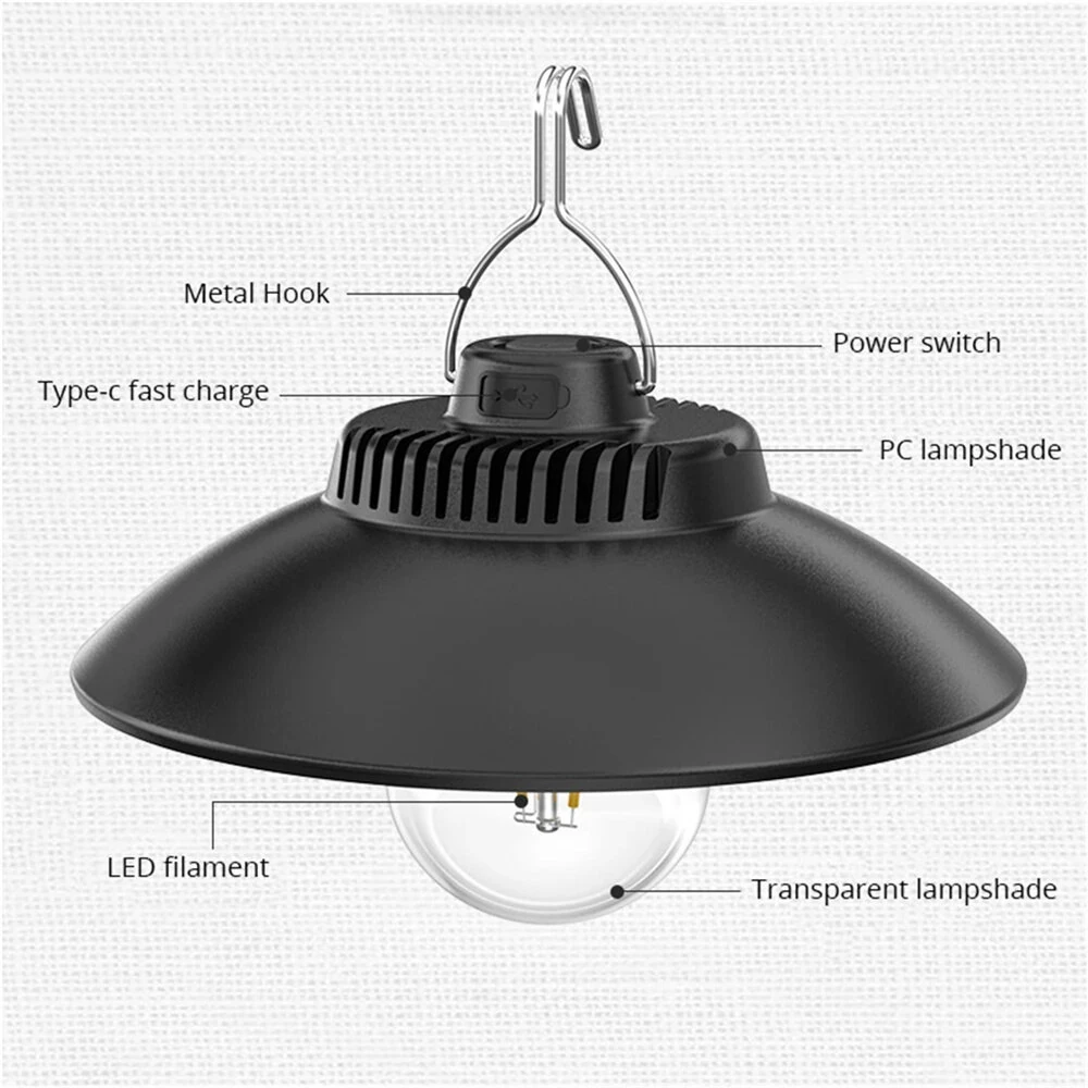 IPRee Portable Solar Retro Camp Lantern Type-C Rechargeable Hanging Light Dimmable Outdoor Garden Decoration Lamp for Camping Hiking Travel — view 9
