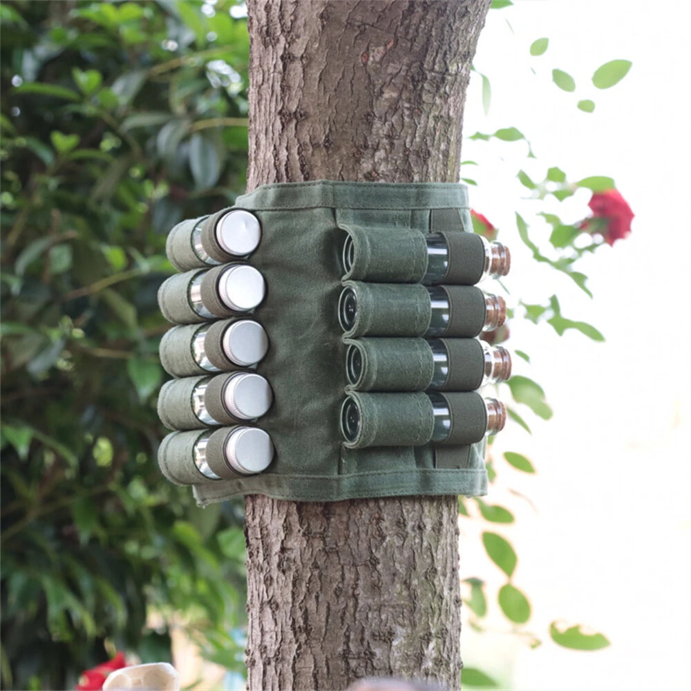 IPRee Reliable Outdoor Camping Spice Bottle Storage Bag Free with 9pcs Glass Spice Bottle Storage Bag BBQ Seasoning Bottle Canvas Bag — view 4