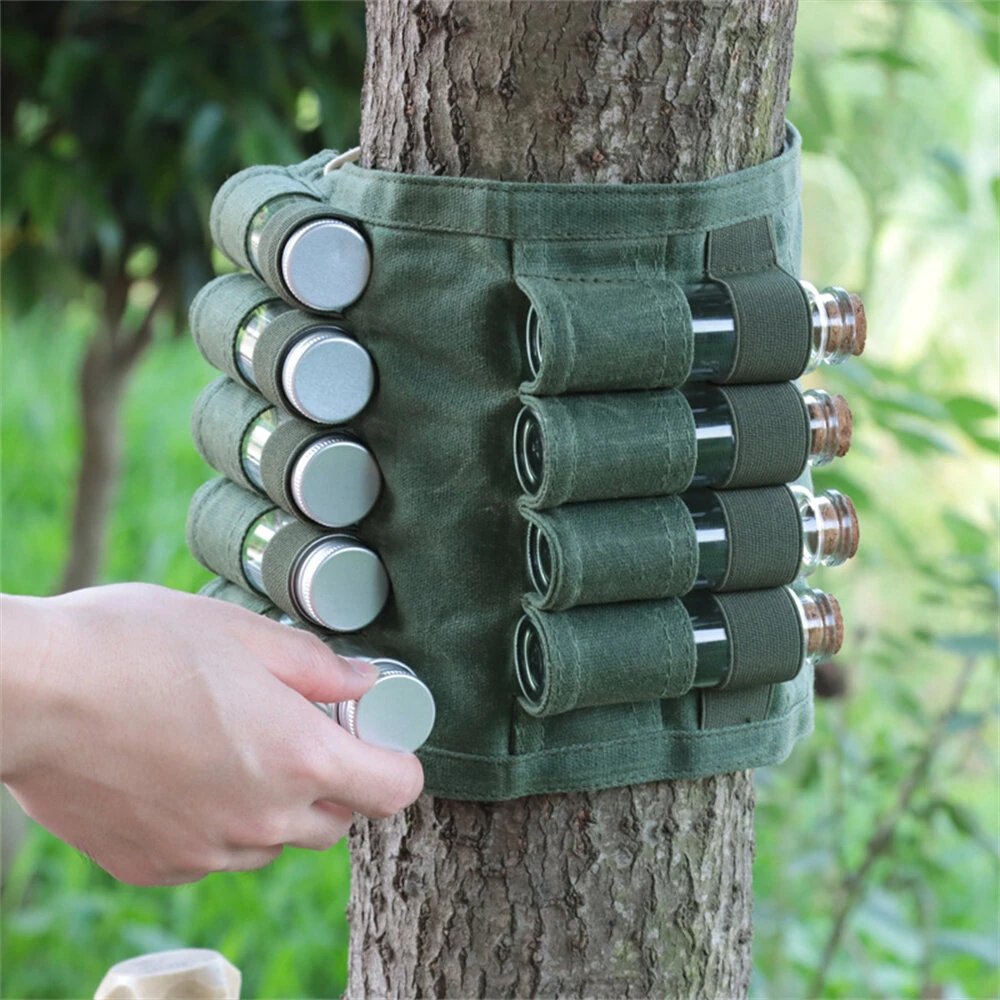 IPRee Reliable Outdoor Camping Spice Bottle Storage Bag Free with 9pcs Glass Spice Bottle Storage Bag BBQ Seasoning Bottle Canvas Bag — view 6