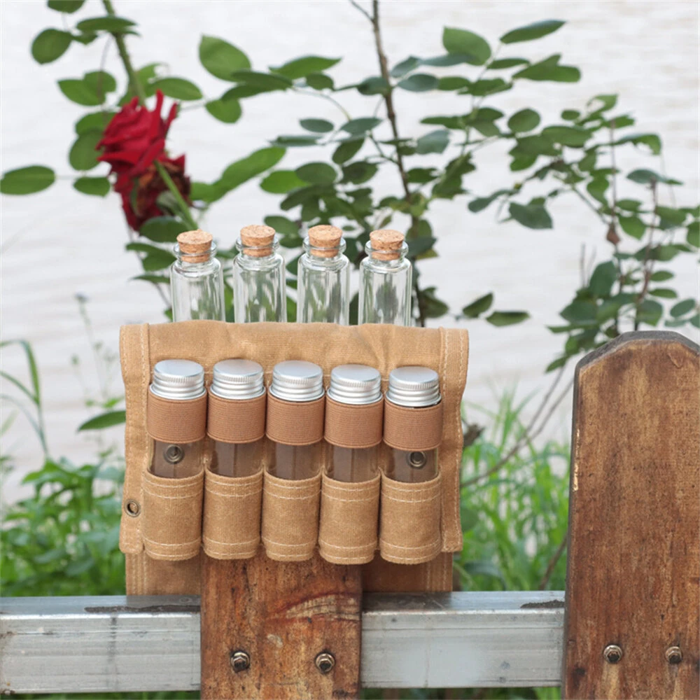 IPRee Reliable Outdoor Camping Spice Bottle Storage Bag Free with 9pcs Glass Spice Bottle Storage Bag BBQ Seasoning Bottle Canvas Bag — view 7