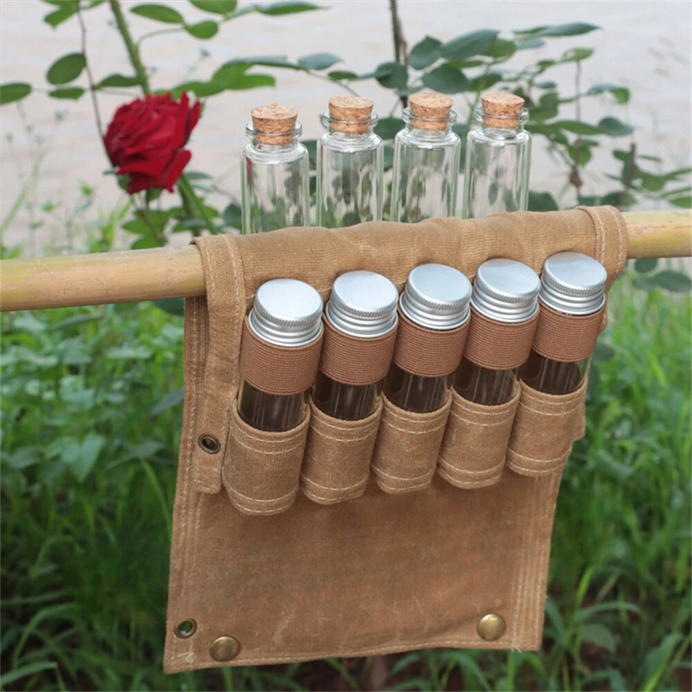 IPRee Reliable Outdoor Camping Spice Bottle Storage Bag Free with 9pcs Glass Spice Bottle Storage Bag BBQ Seasoning Bottle Canvas Bag — view 8