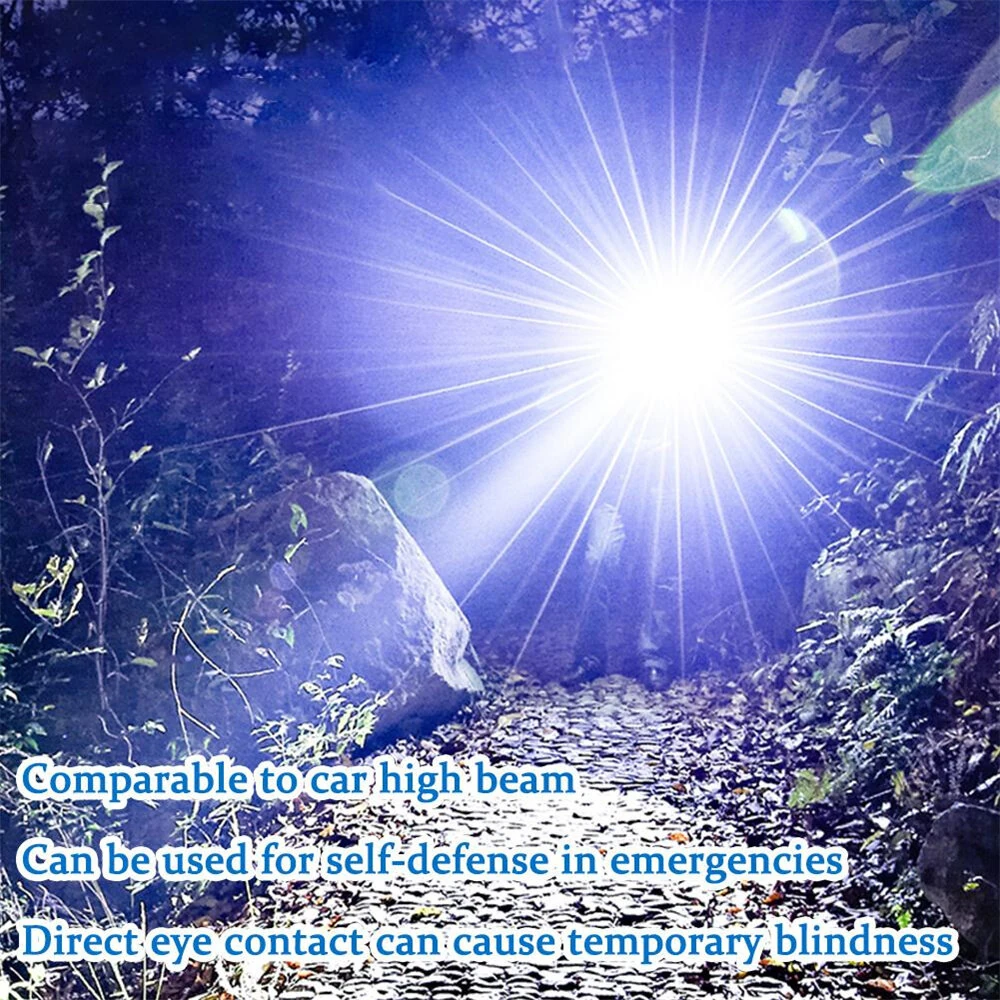 IPRee Solar Light LED Handheld Flashlights Type-C Rechargeable Portable Torch with 4 Modes COB Emergency Red and Blue Searchlight — view 10