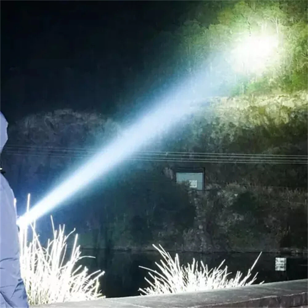 IPRee Solar Light LED Handheld Flashlights Type-C Rechargeable Portable Torch with 4 Modes COB Emergency Red and Blue Searchlight — view 4