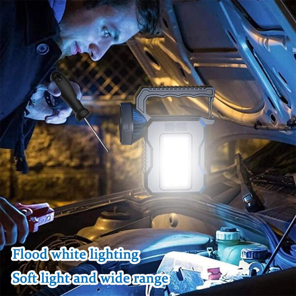 IPRee Solar Light LED Handheld Flashlights Type-C Rechargeable Portable Torch with 4 Modes COB Emergency Red and Blue Searchlight — view 8