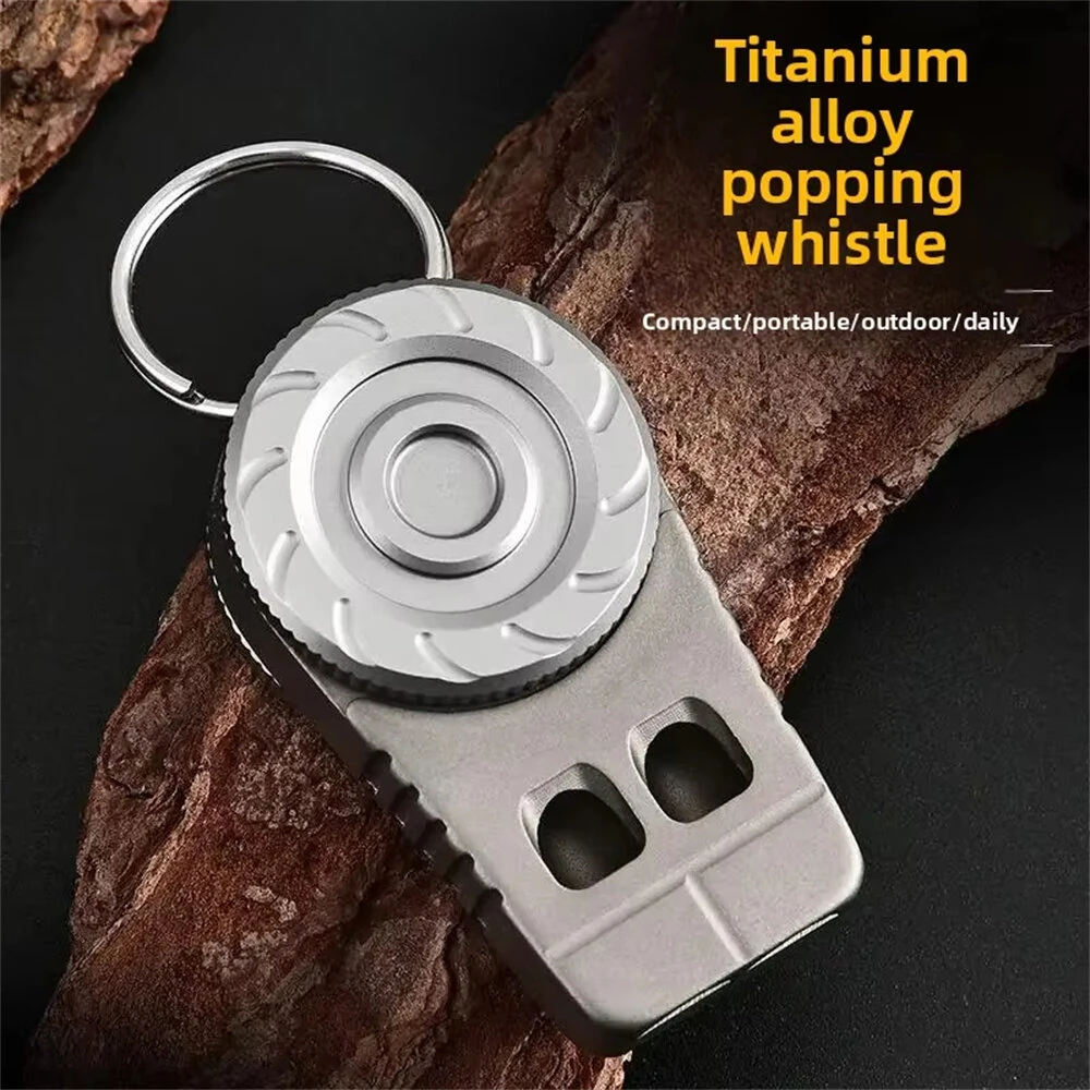 IPRee Titanium Alloy Outdoor Camping Rescue Whistle Dual Hole Camping Portable Keychain Multifunctional Decompression EDC Whistle — view 4