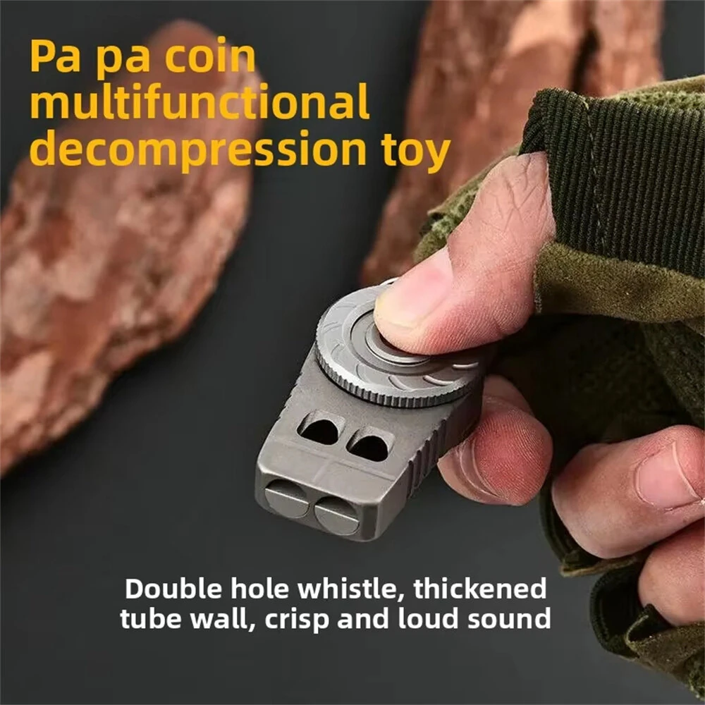 IPRee Titanium Alloy Outdoor Camping Rescue Whistle Dual Hole Camping Portable Keychain Multifunctional Decompression EDC Whistle — view 5
