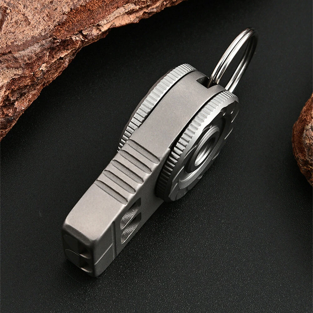 IPRee Titanium Alloy Outdoor Camping Rescue Whistle Dual Hole Camping Portable Keychain Multifunctional Decompression EDC Whistle — view 7