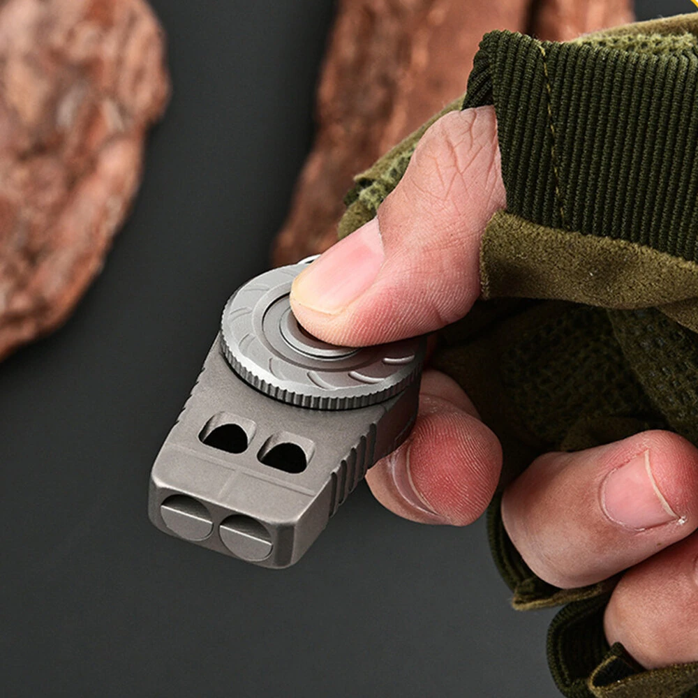 IPRee Titanium Alloy Outdoor Camping Rescue Whistle Dual Hole Camping Portable Keychain Multifunctional Decompression EDC Whistle — view 8
