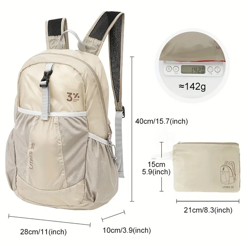 IPRee Ultralight Foldable Backpack,Waterproof Hiking Pack for Trekking Travel,Compact Long-lasting Small Bag with Adjustable Straps — view 9