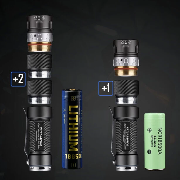 JETBeam RRT01 950LM XPL/Nichia 219C 3-Modes Tactical Flashlight IPX8 220M Long-range LED Torch + Extension Tube — view 8