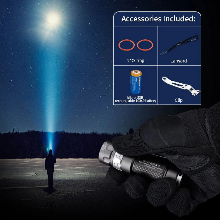 JETBeam RRT01 RAPTER 950 Lumen LED Tactical Flashlight 220M USB Rechargeable EDC LED Torch Battery Included — view 6