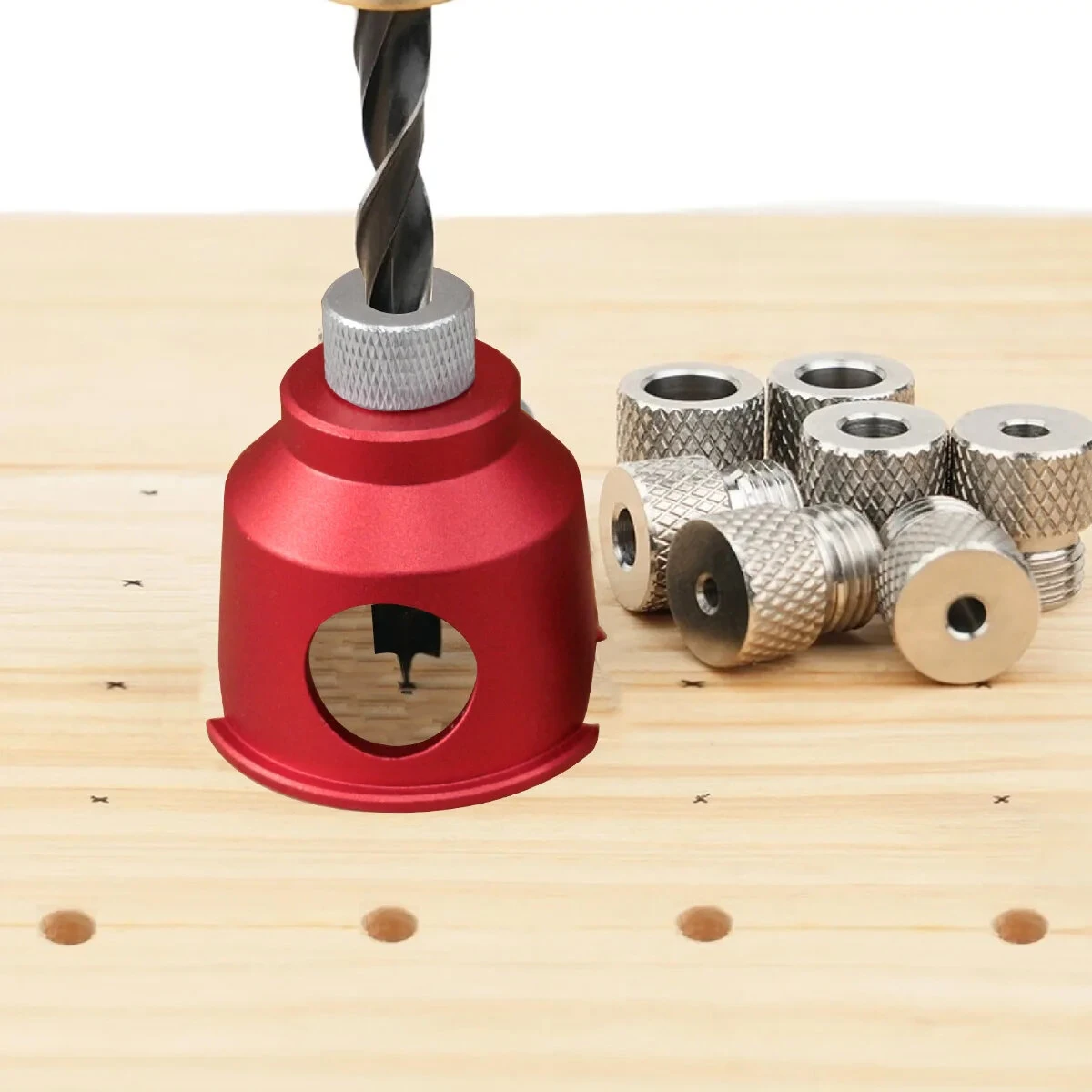 JIGHOLE 3-10mm Doweling Jig Drill Guide 90 Degree Straight Hole Positioner with 8 Steel Bushings Accurate Woodworking Tool — view 4
