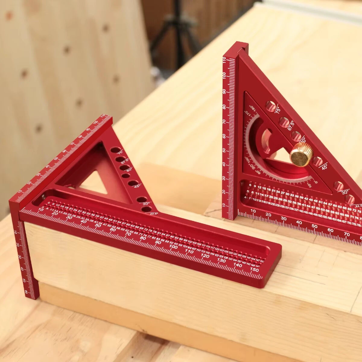 JIGHOLE 3D Multi-Angle Framing Square Measuring Ruler Adjustable 0-180 Degree Protractor Aluminum Alloy Anodized Surface Carpenter Triangle Ruler Measurement Tool Marker