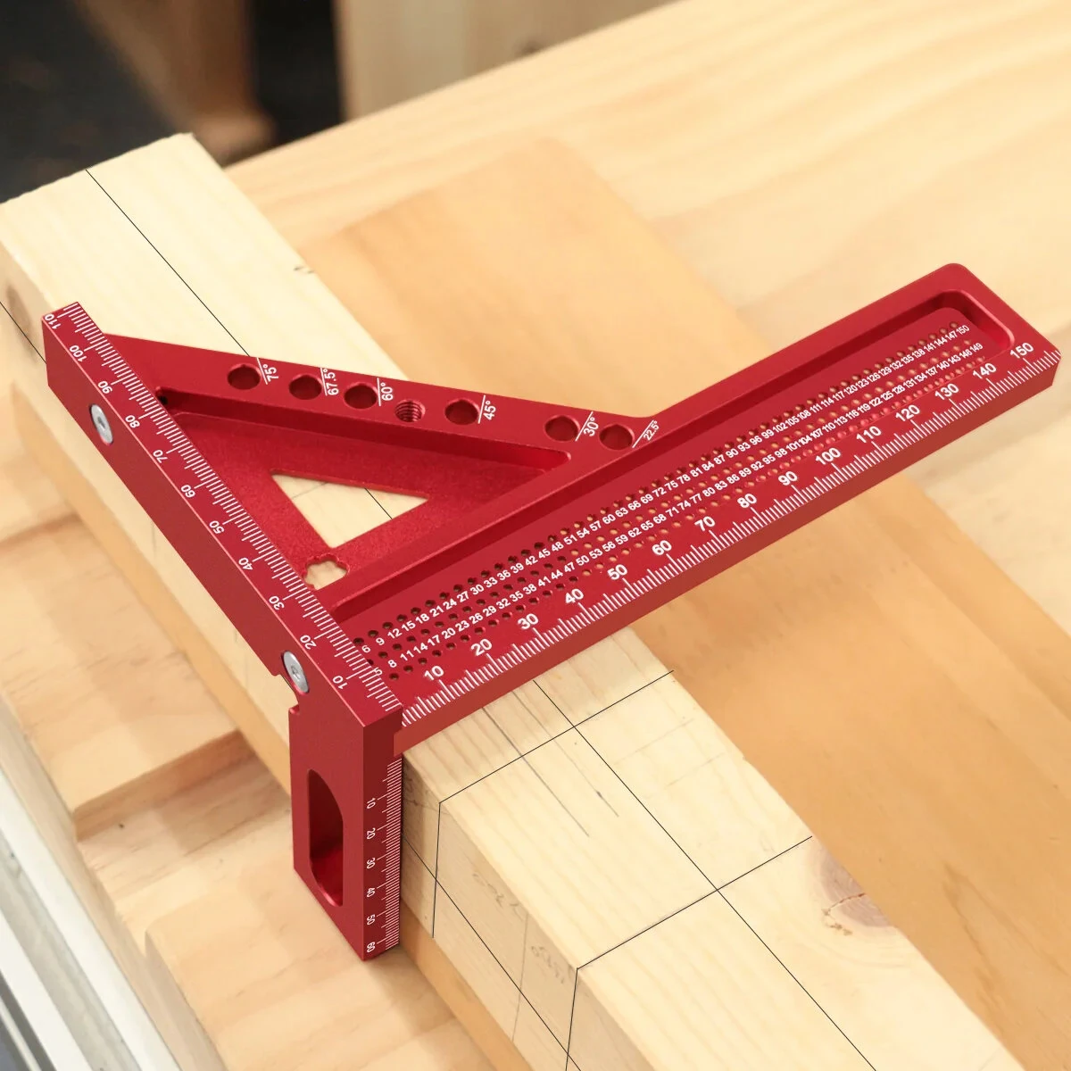 JIGHOLE 3D Multi-Angle Framing Square Measuring Ruler Adjustable 0-180 Degree Protractor Aluminum Alloy Anodized Surface Carpenter Triangle Ruler Measurement Tool Marker — view 3