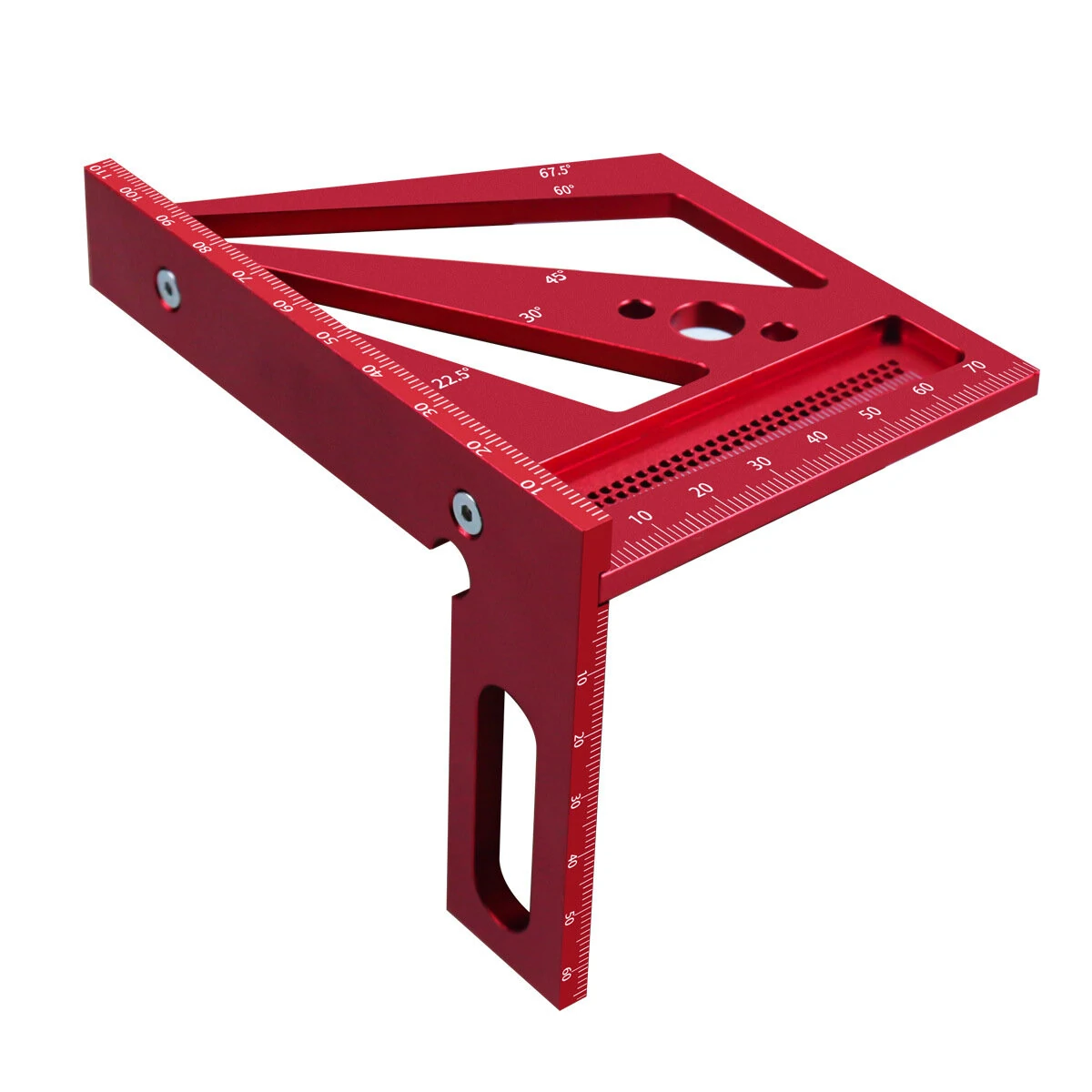 JIGHOLE 3D Multi-Angle Measuring Ruler Square Protractor MM/Inch Metric Imperial Durable Aluminum Alloy T-Type Triangle Scriber Tool Ideal for Woodworking Measuring Angles 22.5/30/45/60/67.5/90 Degrees — view 7