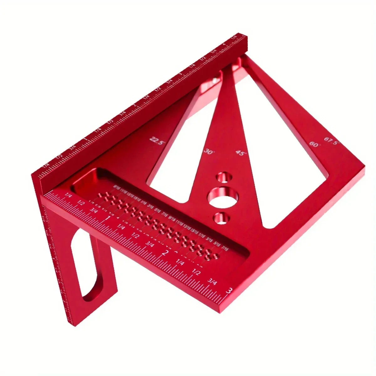 JIGHOLE 3D Multi-Angle Measuring Ruler Square Protractor MM/Inch Metric Imperial Durable Aluminum Alloy T-Type Triangle Scriber Tool Ideal for Woodworking Measuring Angles 22.5/30/45/60/67.5/90 Degrees — view 8