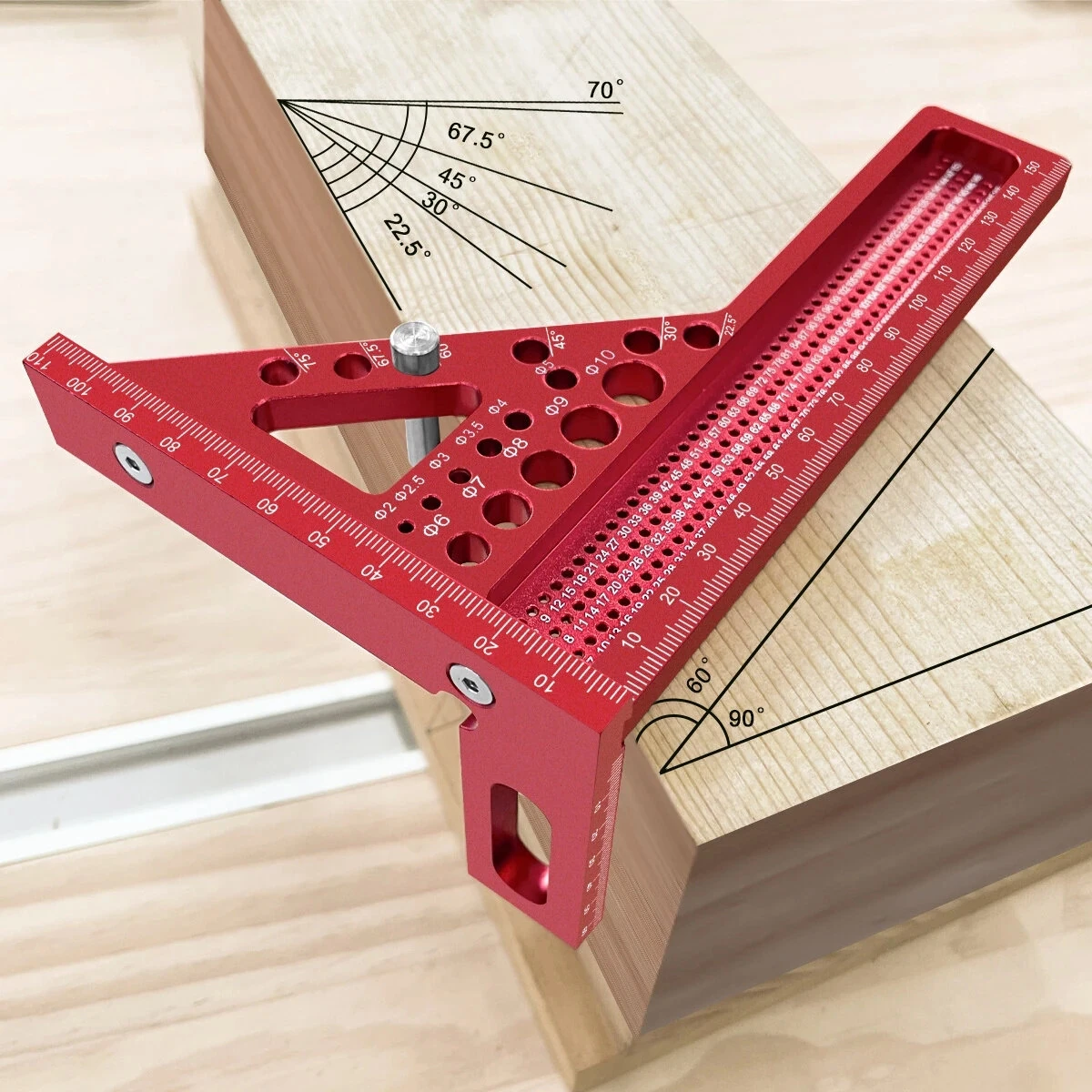 JIGHOLE 3D Multi-Angle Measuring Ruler Square Ruler Hole Drawing Ruler Metric Scale Carpenter Woodworking Layout Tool — view 2