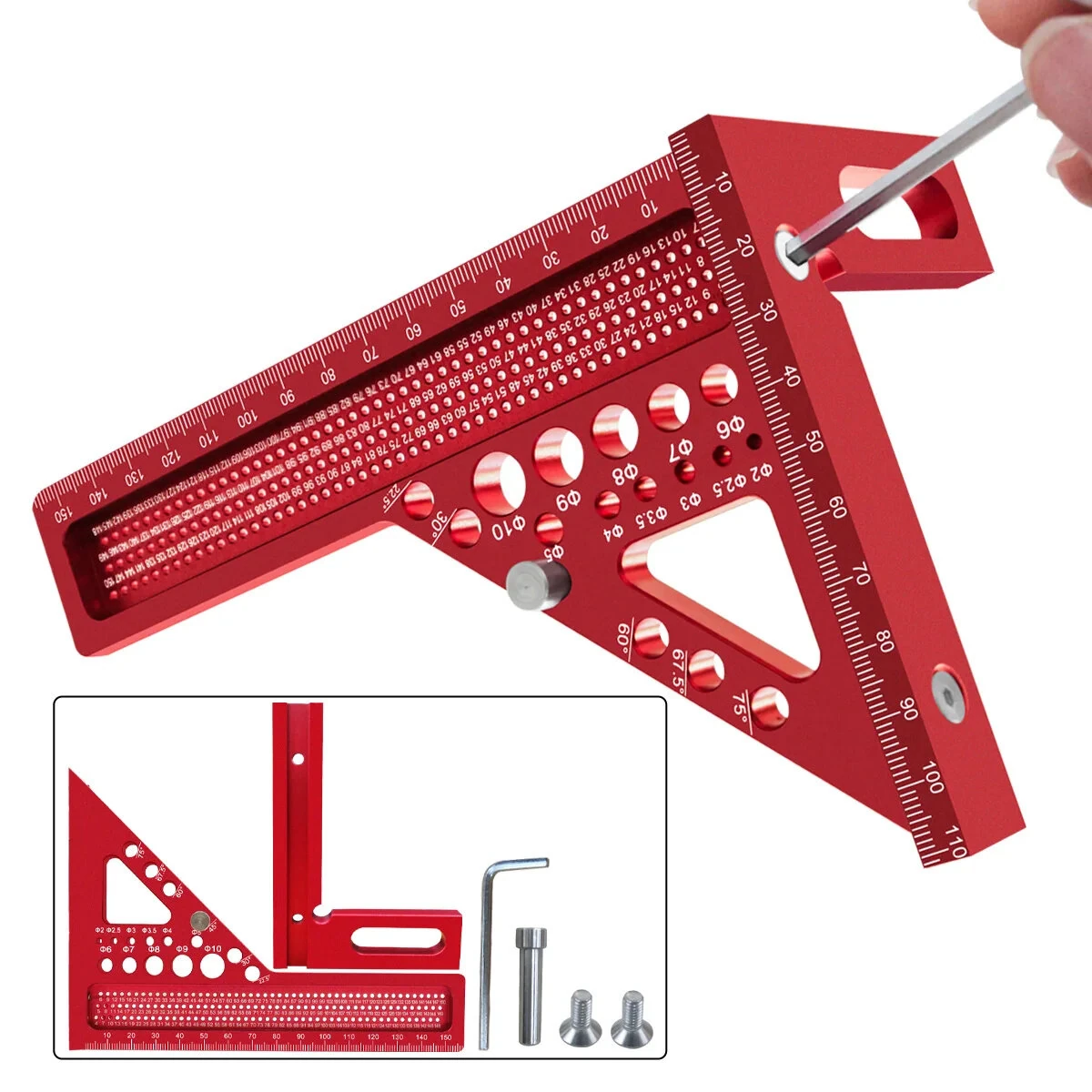 JIGHOLE 3D Multi-Angle Measuring Ruler Square Ruler Hole Drawing Ruler Metric Scale Carpenter Woodworking Layout Tool — view 7